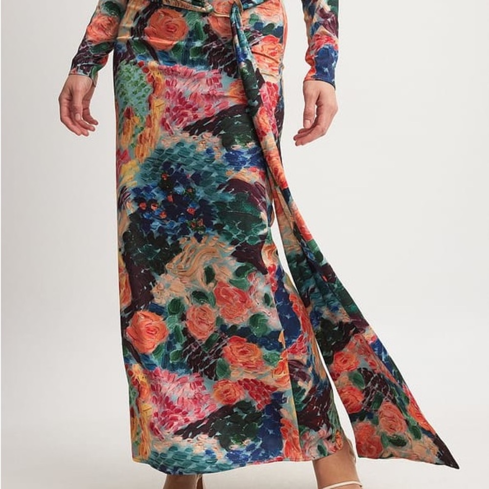 NA-KD XS Water Lily Print Viscose Skirt